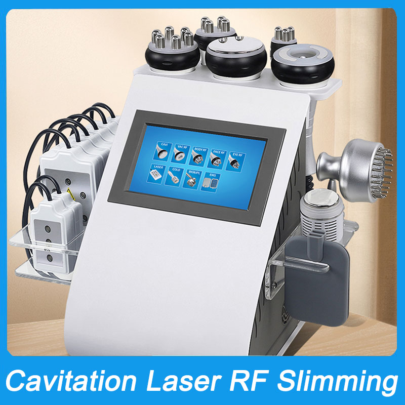 Salon Slimming Machine Multifunctional 9 in 1 Cavitation RF Laser Vacuum EMS Cold Hammer 7 Colors Light Photon Therapy Skin Care Body Shaping Tighteni