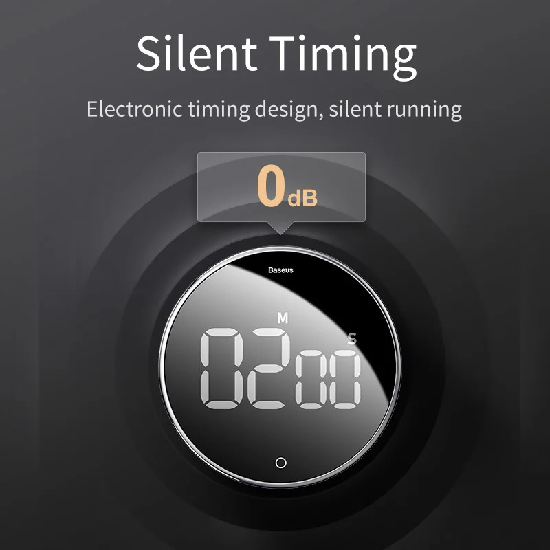 Kitchen Timers Baseus Magnetic Kitchen Timer Digital Timer Manual Countdown Alarm Clock Mechanical Cooking Timer Cooking Shower Study Stopwatch 231219