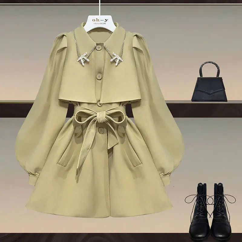 2023 Spring Belt Decoration Slim Fit Jacket Blazer Button Pencil Pants Two Piece Elegant Women's Set Office Outfits 231220