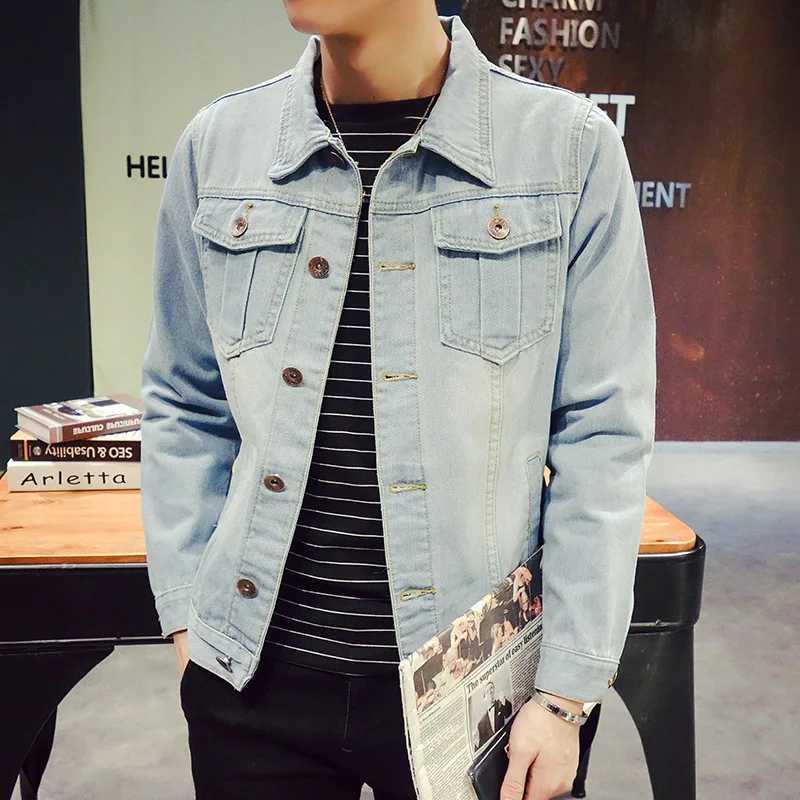 Men's Jackets Plus Size Man Autumn Denim Jackets Plus Size S-5xl Male Light Blue Denim CoatsL231026