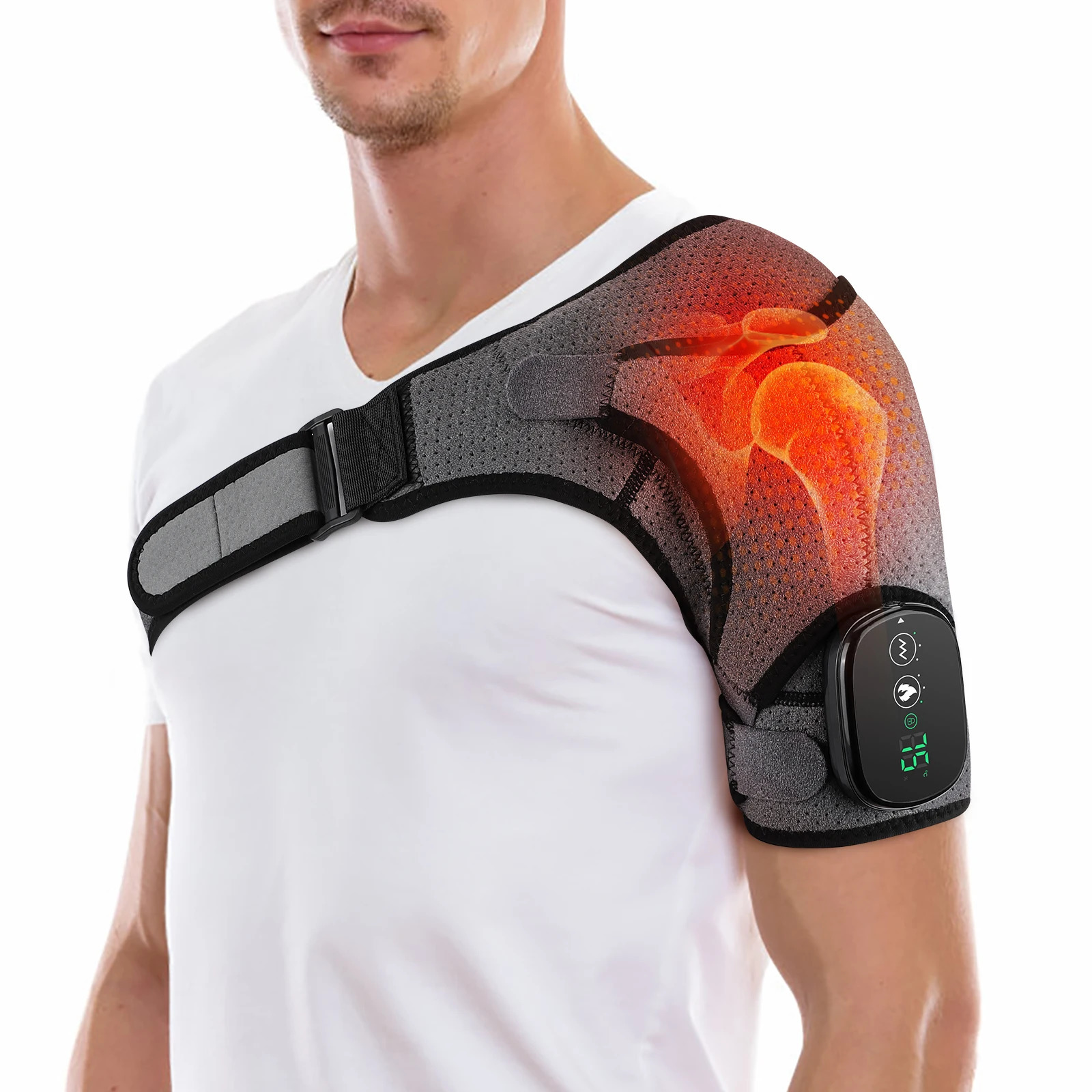 Massaging Neck Pillowws Electric Heating Shoulder Massage Wrap For Arthritis Joint Pain Relief 3 Levels Vabration Brace Support Physiotherapy Therapy 