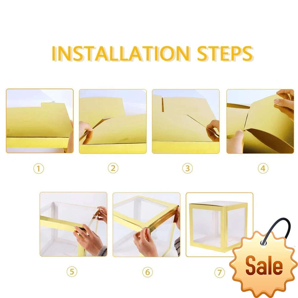 Gold Transparent Name Balloon Box Letter Birthday Party Gender Reveal Baptism Decoration First 1 st Birthday Baby Shower Decor Party Favor Holiday Sup