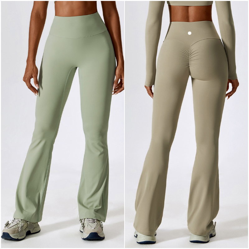 8232 Womens Pants Yoga Outfits Flared Trousers Elastic Girls High Waist Exercise Sport Gym Fit Belly Bell-Bottoms Slim Long Pant Fast Dry