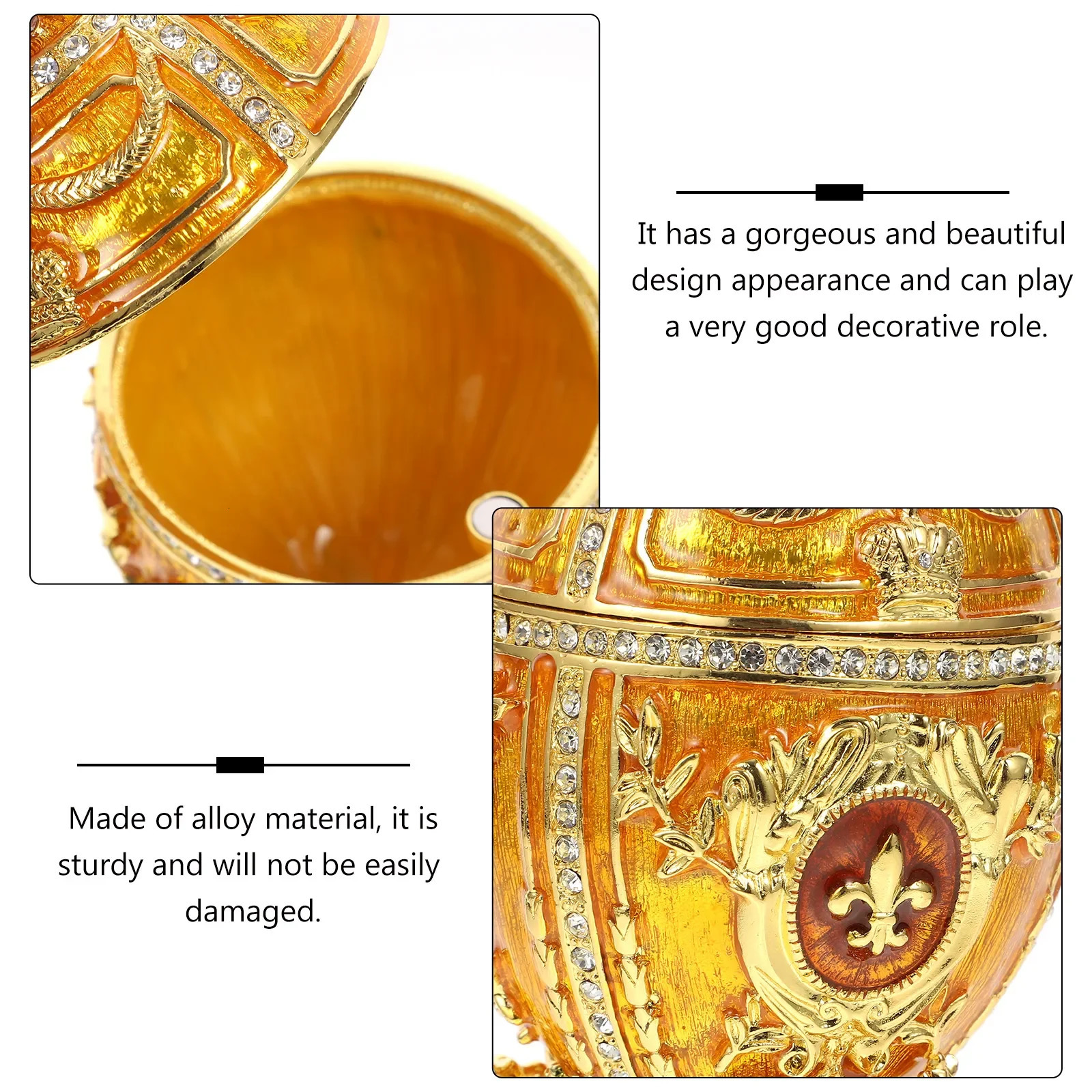 Jewelry Boxes Jewelry Box Enameled Egg Trinket Easter Eggs Day Boxes Gift Storage Jewelry Case Decorative Vintage Empty Treat Necklace 231219