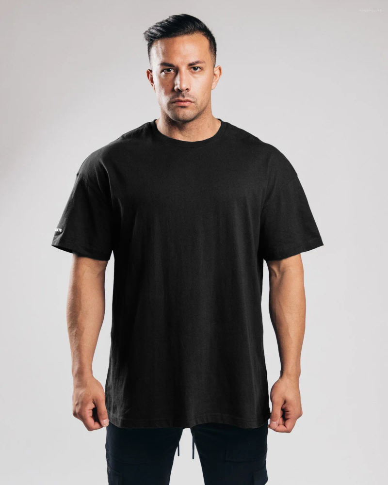 Men's Muscle Shirt Bodybuilding Fiess T-Shirt Loose Fit, Short Sleeve, Breathable Cotton Blend - Casual Gym Tops For Men