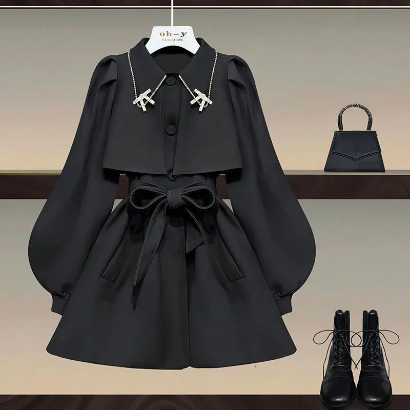 2023 Spring Belt Decoration Slim Fit Jacket Blazer Button Pencil Pants Two Piece Elegant Women's Set Office Outfits 231220