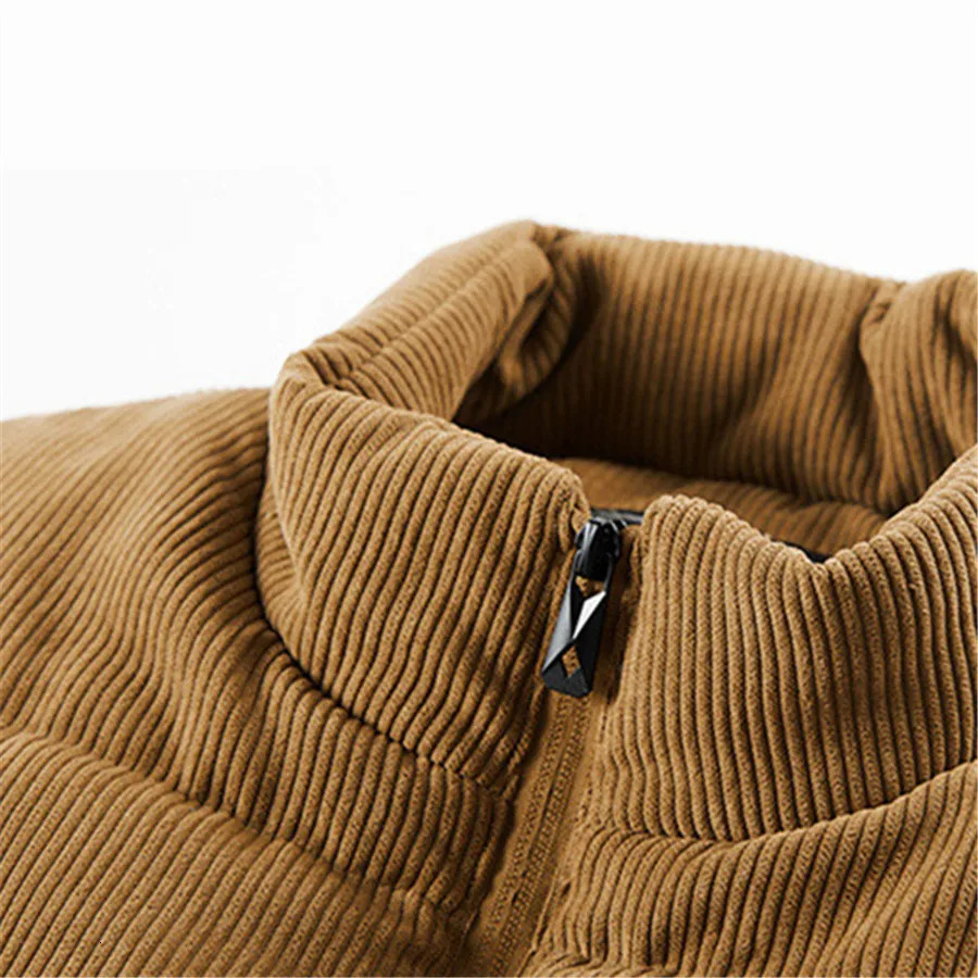 Men s Vests Winter Wool Vest Men Cotton Padded Warm Jacket Sleeveless Coat Stand Collar Waistcoat Corduroy Outwear Clothing Oversize 231219