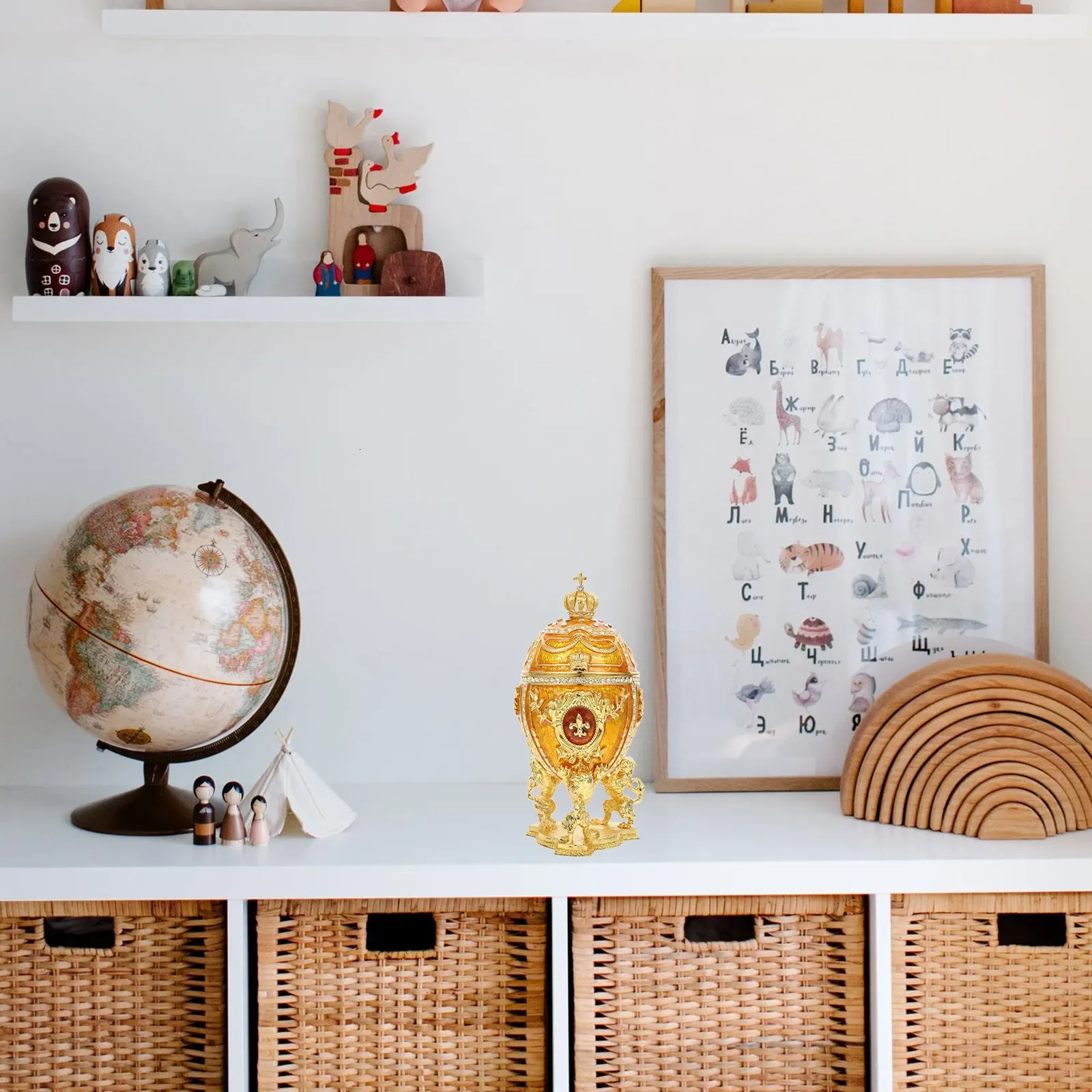 Jewelry Boxes Jewelry Box Enameled Egg Trinket Easter Eggs Day Boxes Gift Storage Jewelry Case Decorative Vintage Empty Treat Necklace 231219