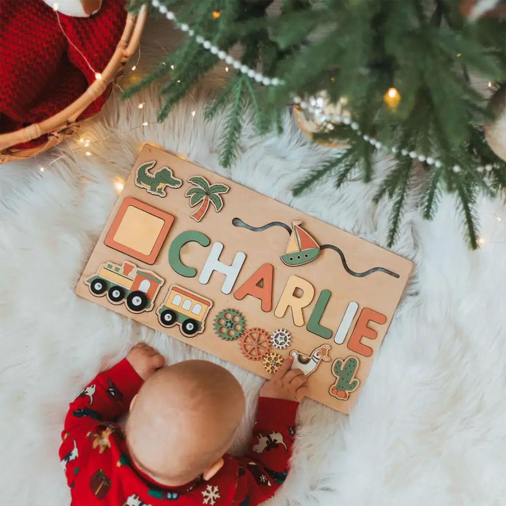 3D Puzzles Custom First Name Puzzle Personalized Gift Wooden Baby Game Board Jigsaw Educational Shape Matching Developmental Toy 231219