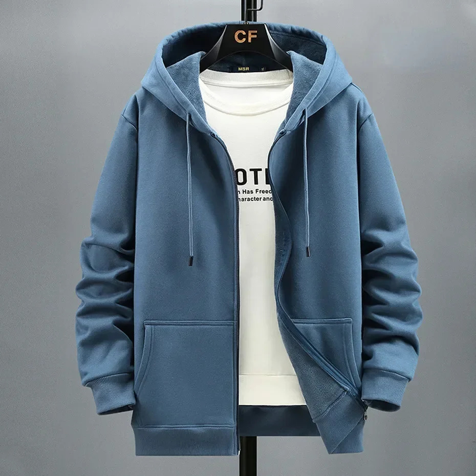 Men's Hoodies Sweatshirts 2023 Men Zip Oversized Hoodie Plus Sized Fleece Hood Long Sleeve Top Male Sweatshirt Zipper Loose Baggy Big Size Large 
