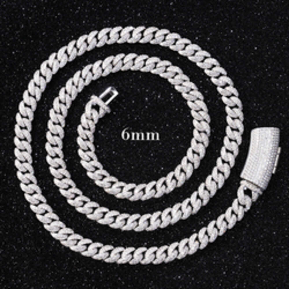 Yu Ying Gems Custom 6mm 9mm 13mm Cuban Link Chain S925 Silver with Iced Out Moissanite Diamond Hip Hop Necklace Bracelet Chock
