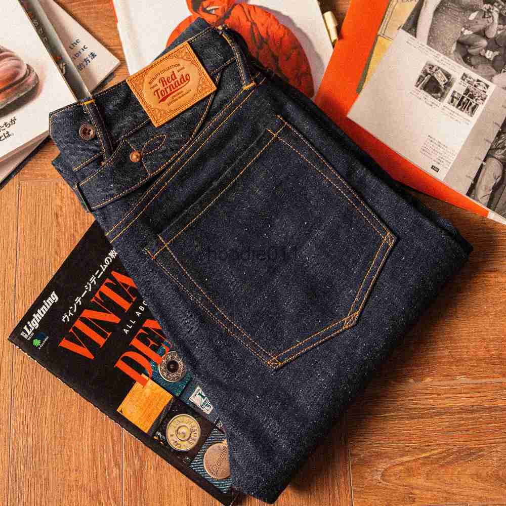 Men's Jeans Red Tornado Tapered Jeans Vintage Men's Selvedge Denim Slim Narrow Leg Trousers L231220