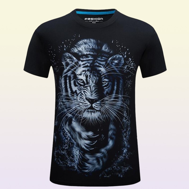 Summer 3d printed shortsleeved Tshirt men039s compassionate tiger casual half sleeve