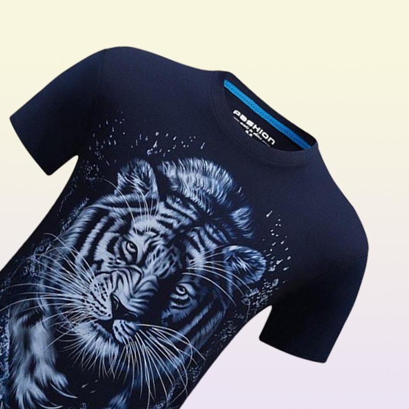 Summer 3d printed shortsleeved Tshirt men039s compassionate tiger casual half sleeve