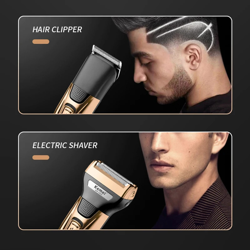 Kemei 3in1 grooming kit electric shaver for men beard hair trimmer body nose ear shaving machine face razor rechargeable 231219