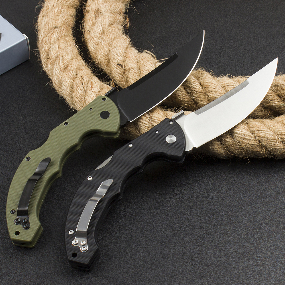 CS-21TTL Tactical Folding Knife D2 Satin/Black Coating Blade CNC Finish G10 Handle Outdoor Camping Hiking Survival Folder Knives with Retail Box