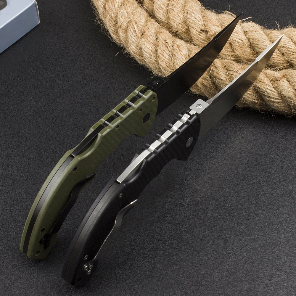 CS-21TTL Tactical Folding Knife D2 Satin/Black Coating Blade CNC Finish G10 Handle Outdoor Camping Hiking Survival Folder Knives with Retail Box