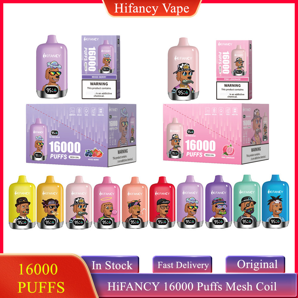 Disposable Vape HIFANCY 16000 puffs E Cigarette EU Warehouse Vape Puffbar Electronic Cigarette Vape Pen Mesh Coil 2% 3.5% 5% Nic Salt With Display Screen Device Randm