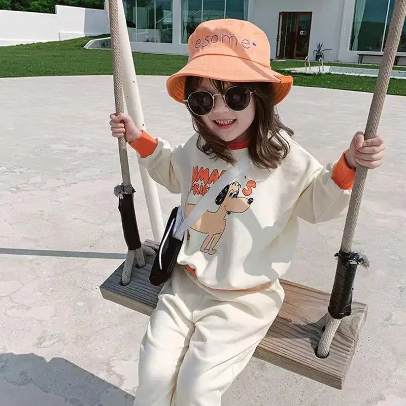 Clothing Sets 2pc Kids Clothes Girl Korea Sets Spring Autumn Little Girl Sets Kids Tracksuit Children Two Piece Outfit Hoodies Set for Girl 231219