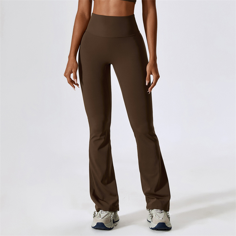 8232 Womens Pants Yoga Outfits Flared Trousers Elastic Girls High Waist Exercise Sport Gym Fit Belly Bell-Bottoms Slim Long Pant Fast Dry