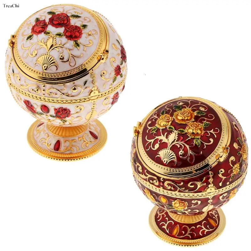 Jewelry Boxes Carved Vintage Jewelry Storage Box Lovely Trinket Box European Embossed Pattern Gem Jade Stone Storage Cases Home Collections 231219