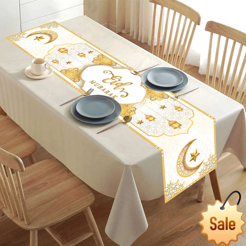 Eid Mubarak Tablecloth Dinner Table Runner Aid Islamic Muslim Party Supplies Ramadan Kareem Ramadan Decoration For Home 2024 Party Favor Holiday Suppl