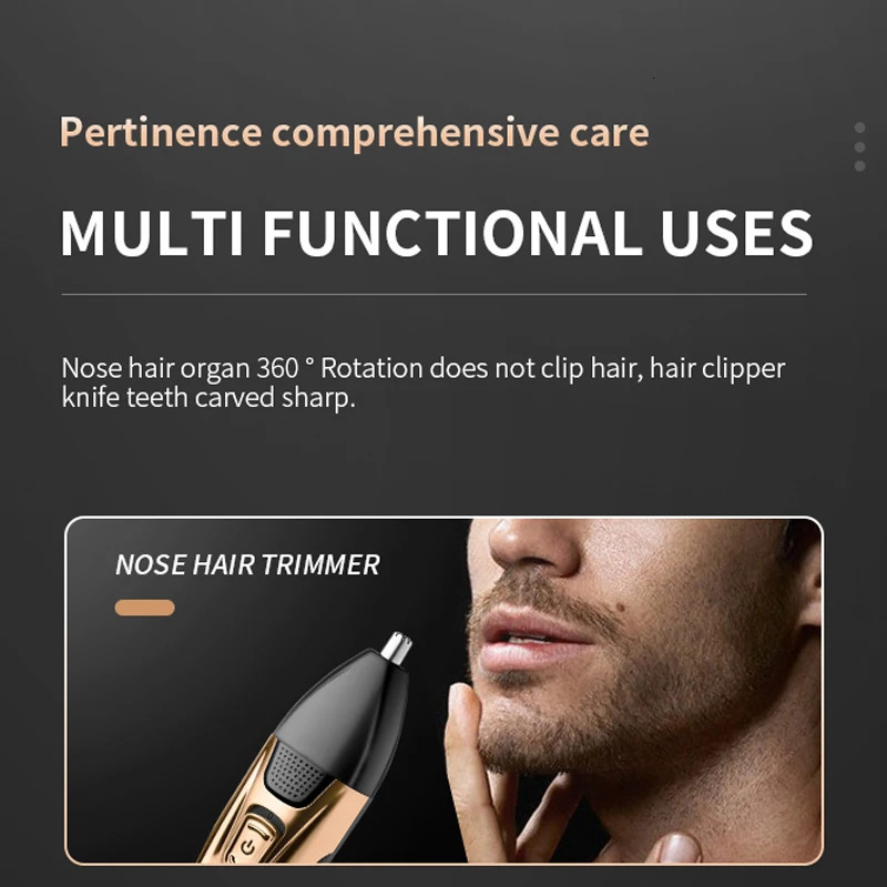 Kemei 3in1 grooming kit electric shaver for men beard hair trimmer body nose ear shaving machine face razor rechargeable 231219