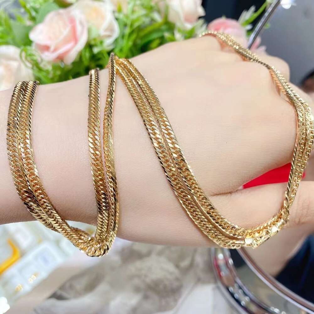 Dropshipping Fashion Au750 Pure Real Gold Pawnable Cuban Link Chain Necklace Fine Jewelry Women Men Ladies Necklaces