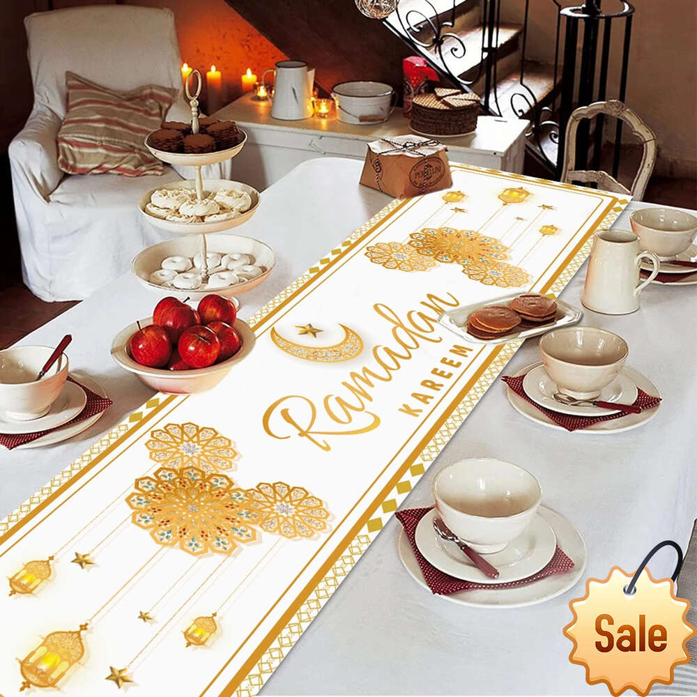 Eid Mubarak Tablecloth Dinner Table Runner Aid Islamic Muslim Party Supplies Ramadan Kareem Ramadan Decoration For Home 2024 Party Favor Holiday Suppl