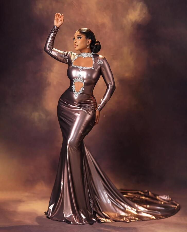 2024 Aso Ebi Chocolate Mermaid Prom Dress Beaded Crystals Satin Evening Second Reception Birthday Engagement Gown Robe De Soiree