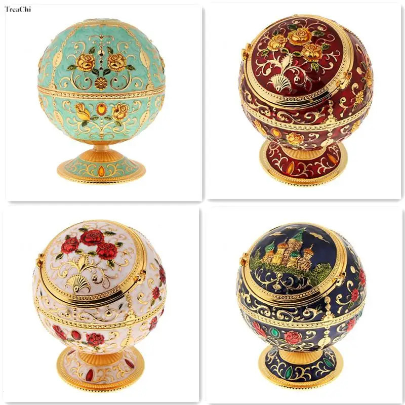 Jewelry Boxes Carved Vintage Jewelry Storage Box Lovely Trinket Box European Embossed Pattern Gem Jade Stone Storage Cases Home Collections 231219