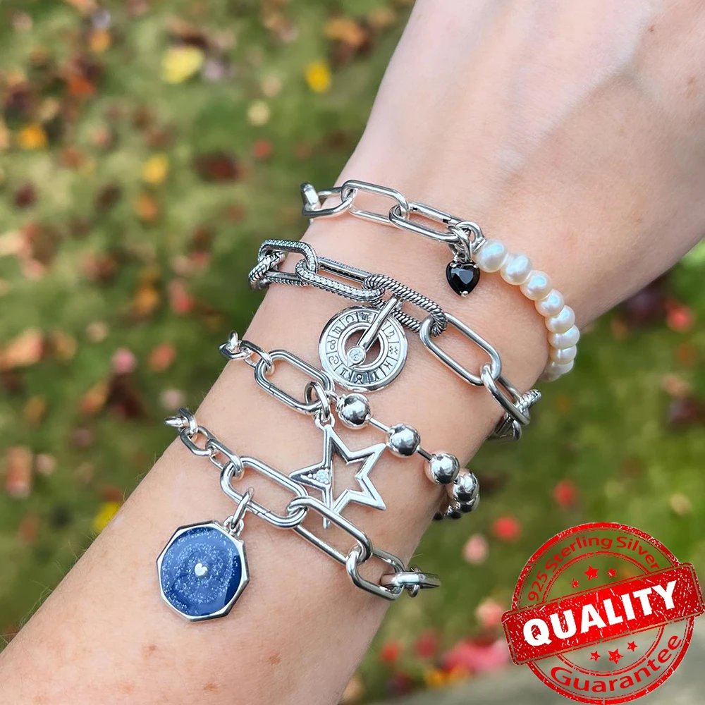 925 Sterling Silver Authentic 1:1 Fashion Me Charm Fit Me Bracelet Black Chakra Heart Mini Pendant Lucky Ladybug Bead Pendant Free Shipping - view 7