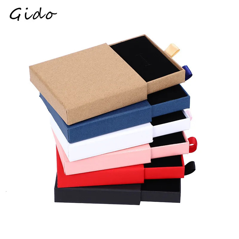 Jewelry Boxes Arrive Thin Kraft Paper Drawer Jewelry Packaging Box Greeting Card Necklace Bracelet Gift Package Case Boxes Drop 231219
