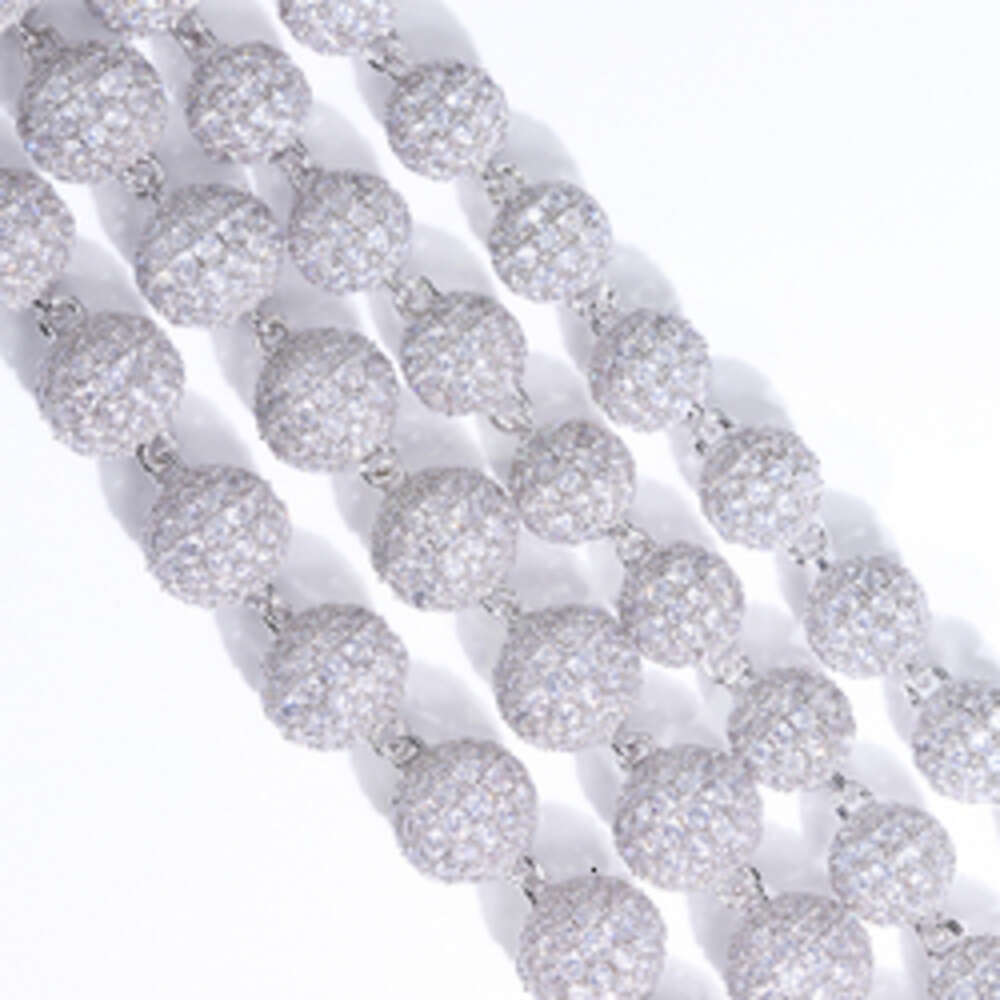 Yu Ying 925 Solid Silver 4mm 8mm 10mm Wide Chain Vvs Round Moissanite Ball Shape Cuban Link Chain for Hip Hop Jewelry