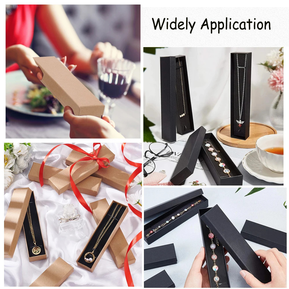 Jewelry Boxes 12 pcs 21x4x2cm Rectangle Cardboard Jewelry Set Box for Ring Necklace gift boxes for jewellery packaging with Sponge inside F70 231219