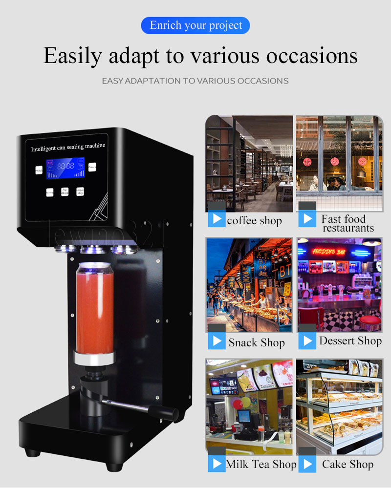Commercial Automatic Tin Can Sealing Machine Soda Sealer Cup Body Rotation Aluminum Beer Bottles Jar Cans Seamers