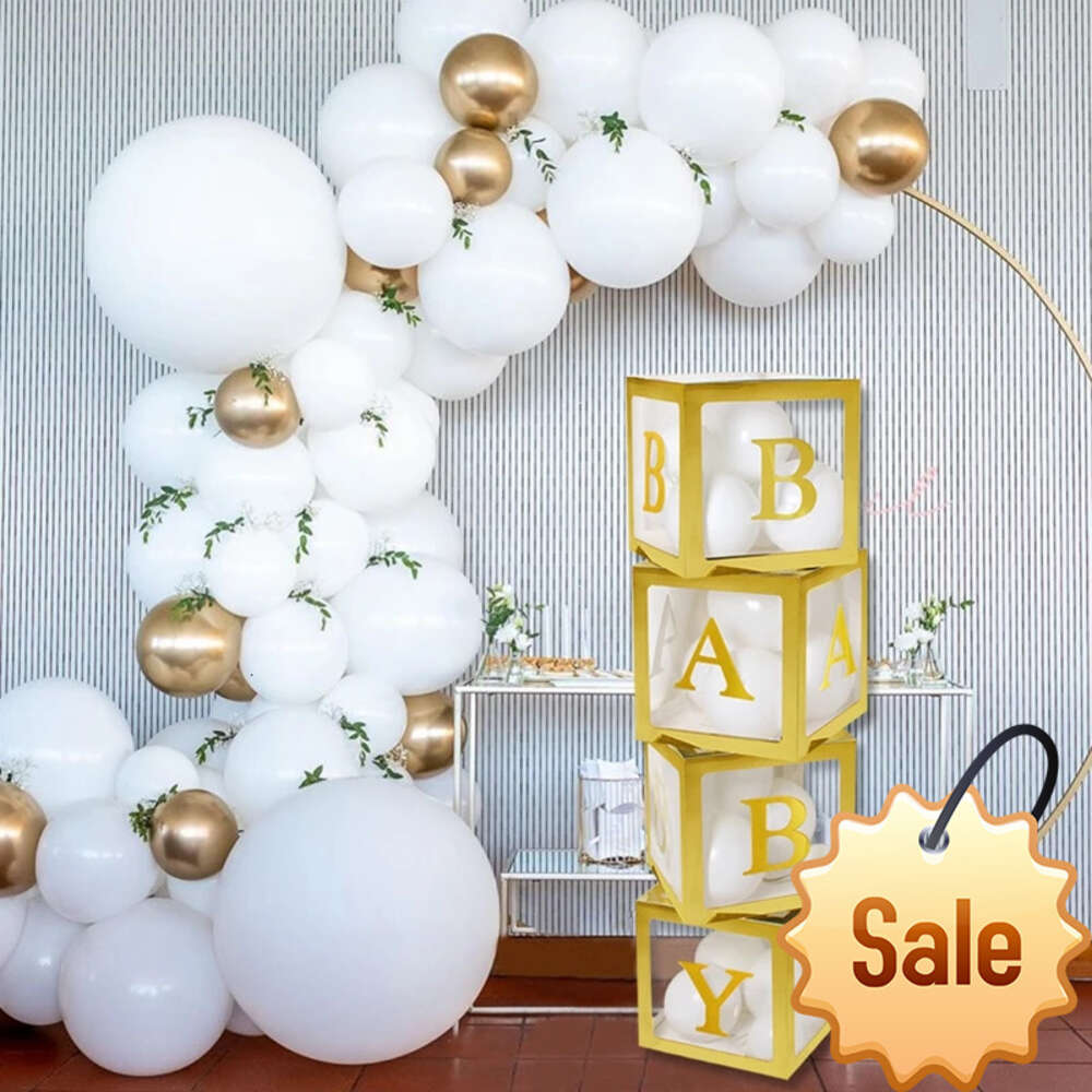 Gold Transparent Name Balloon Box Letter Birthday Party Gender Reveal Baptism Decoration First 1 st Birthday Baby Shower Decor Party Favor Holiday Sup