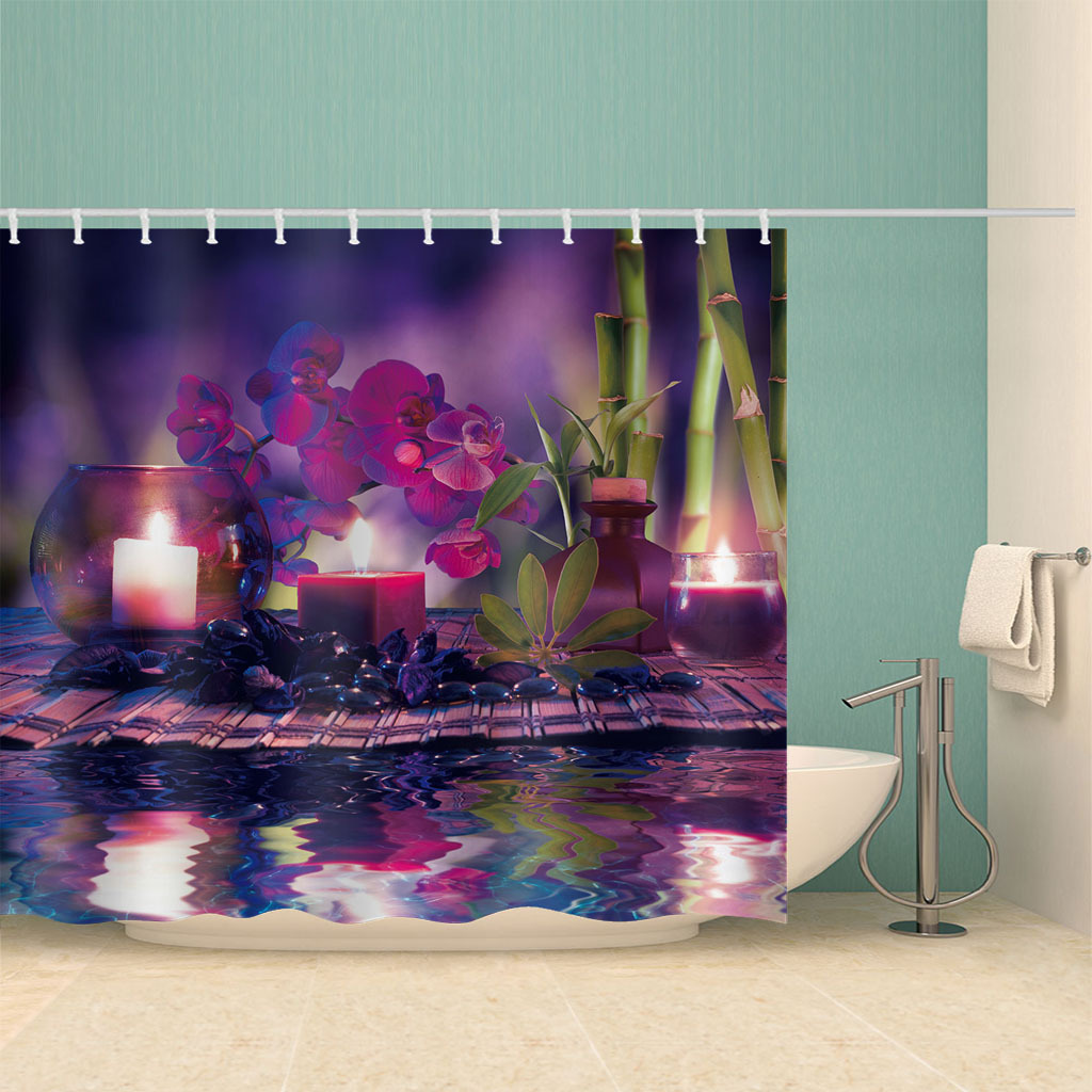 3D Shower Curtains Waterproof Bathroom Curtain purple flower curtains 3D Printing Modern Fashion Home Decor
