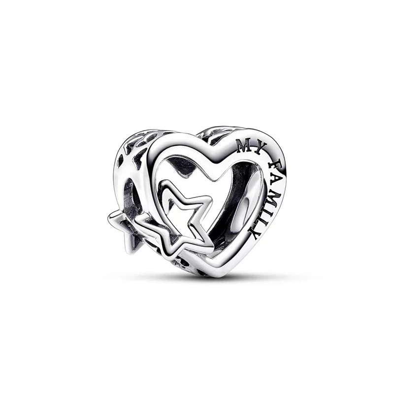 925 Silver New Women's Sparkling Two Tone Sun Eternal Love Star Logo Pendant Suitable for Original Fashion Bracelet Necklace Beads Charm Jewelry 