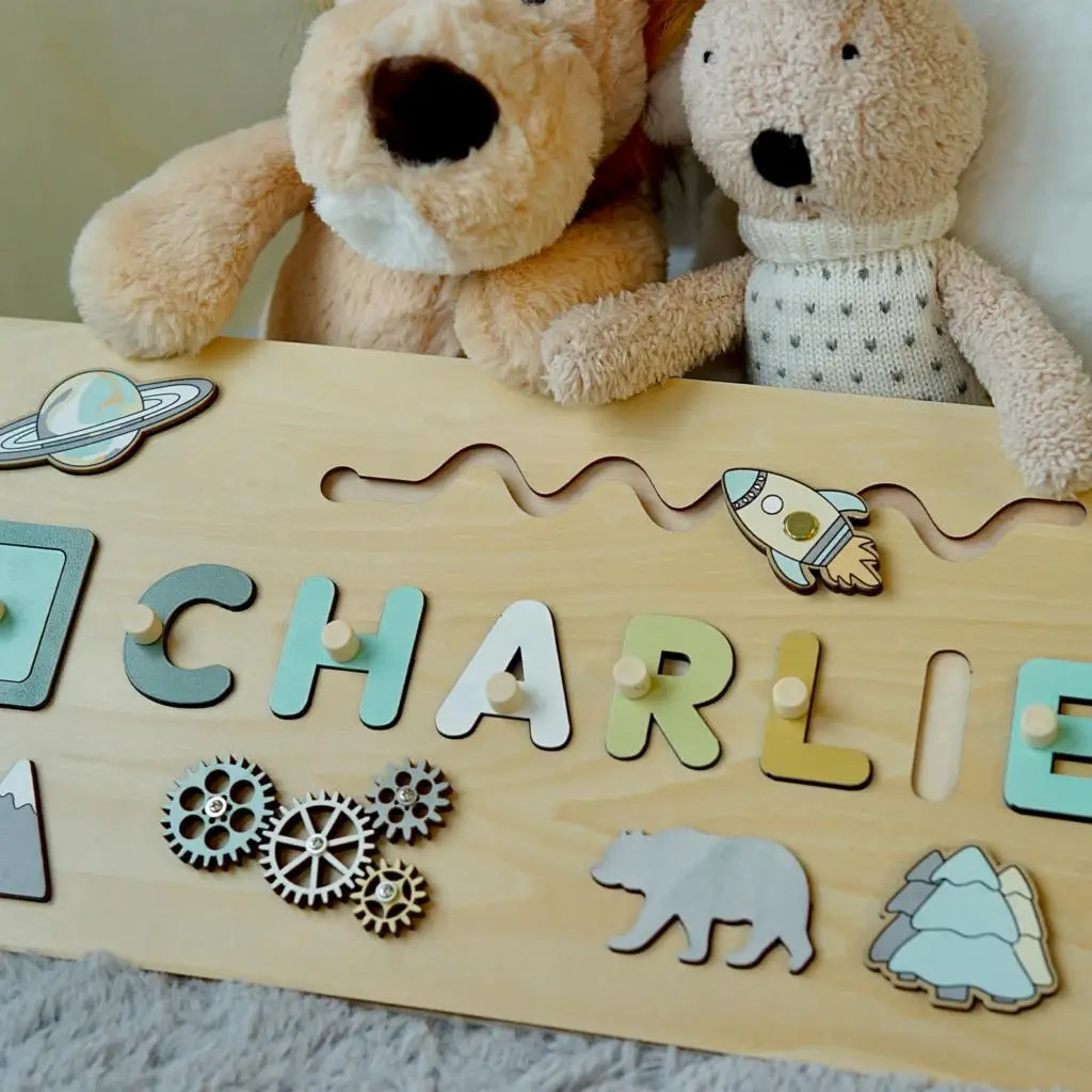 3D Puzzles Custom First Name Puzzle Personalized Gift Wooden Baby Game Board Jigsaw Educational Shape Matching Developmental Toy 231219