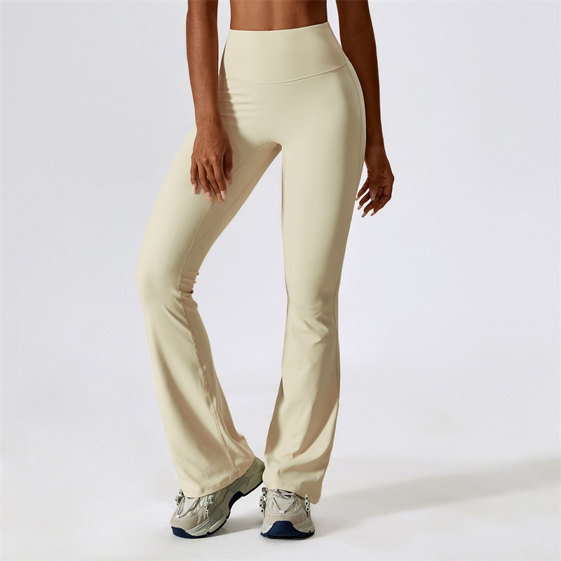 8232 Womens Pants Yoga Outfits Flared Trousers Elastic Girls High Waist Exercise Sport Gym Fit Belly Bell-Bottoms Slim Long Pant Fast Dry