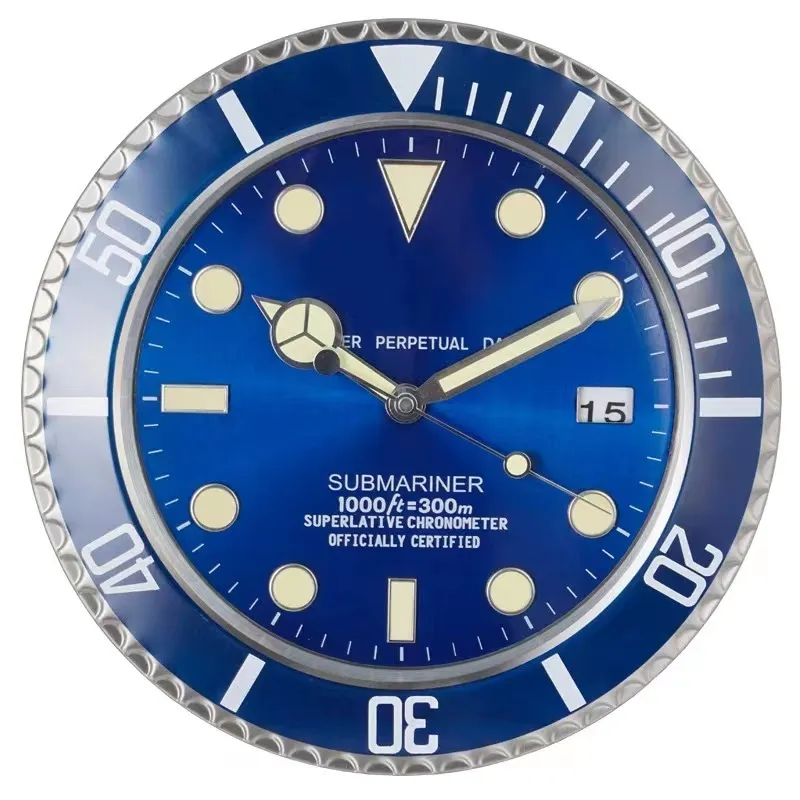 Super Silent Metal Modern Design Large Wall Watch Home Stainless Steel Luminous Clock The Date Will Work X0729