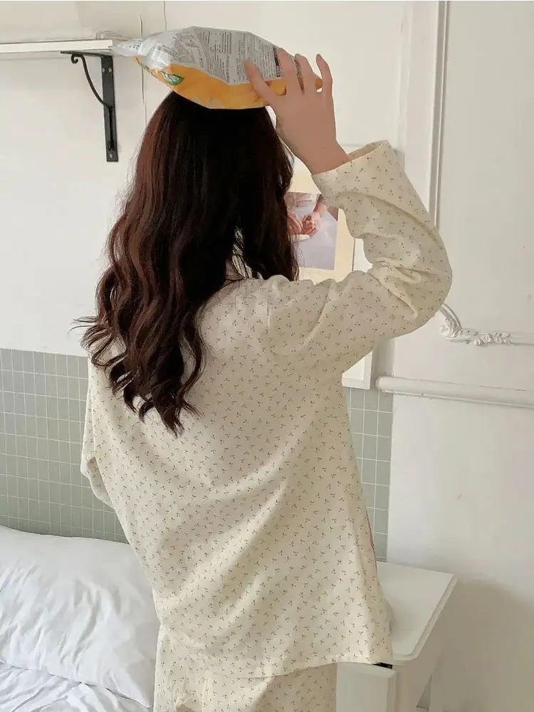 Women's Sleepwear 2024 Japanese Style Sweet Floral Pajama Set Women's Spring Ins Style Premium Casual Loungewear Two-Piece Set 231219