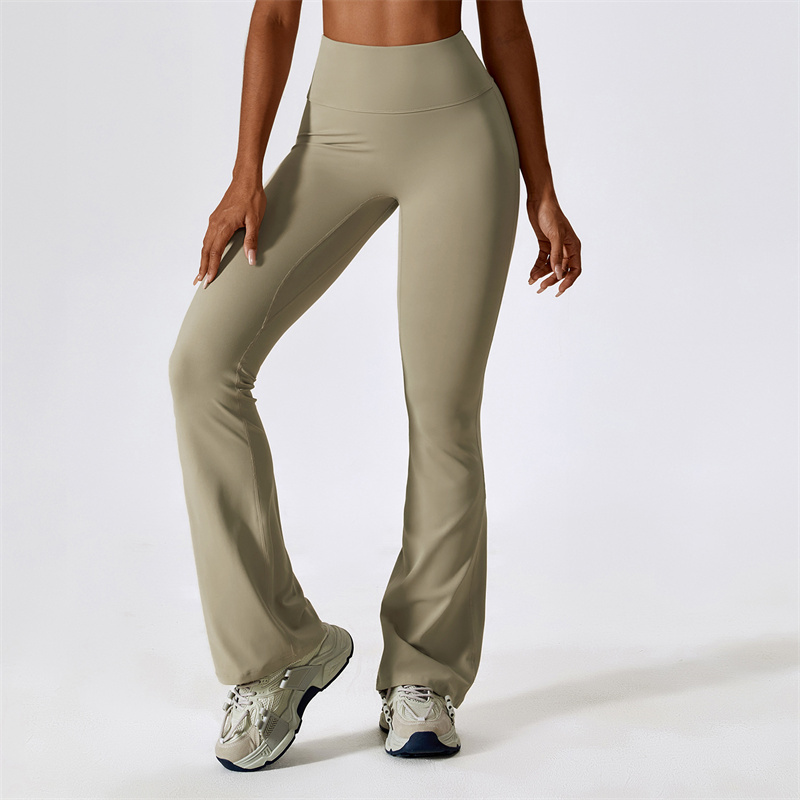 8232 Womens Pants Yoga Outfits Flared Trousers Elastic Girls High Waist Exercise Sport Gym Fit Belly Bell-Bottoms Slim Long Pant Fast Dry