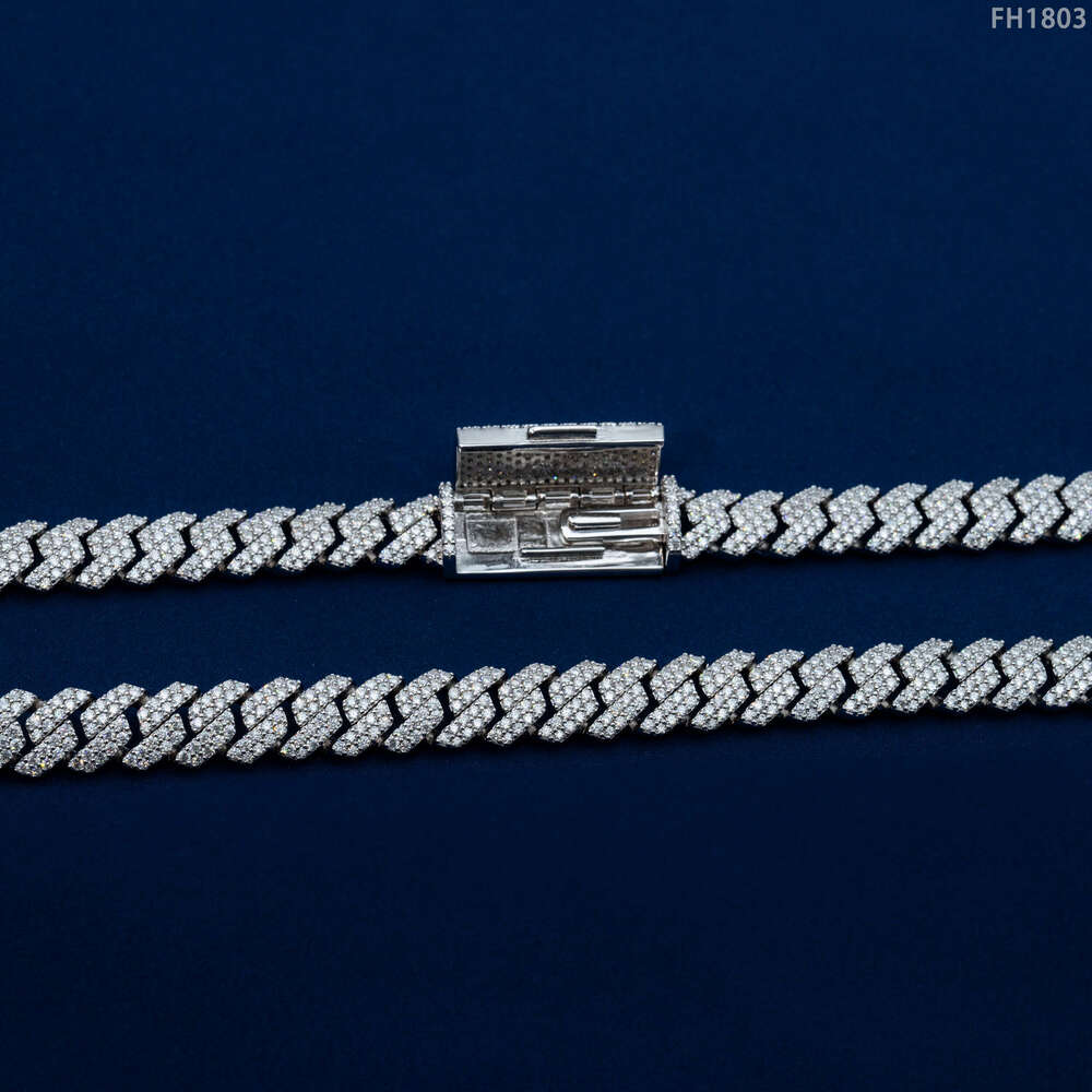 Wholesale Price Jewelry Factory Price S925 Sterling Silver Hip Hop Jewelry Iced Out Vvs Moissanite 10mm Chain Cuban Link