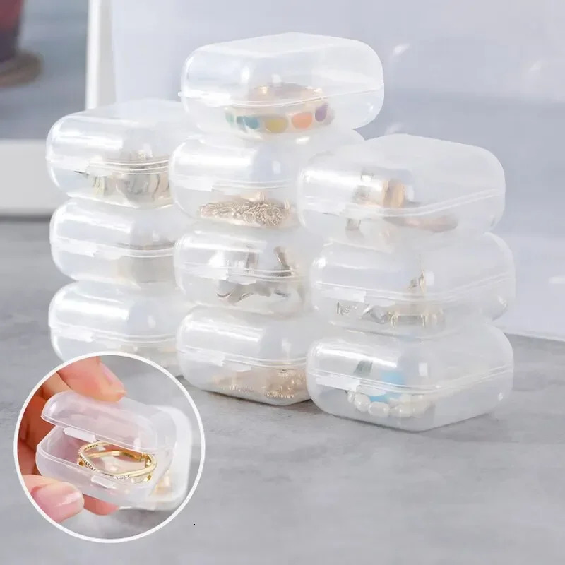 Jewelry Boxes 40pcs/set Mini Clear Plastic Storage Box Jewelry Storage Case Transparent Storage Organizer Multifunctional Portable StoragesBox 231219