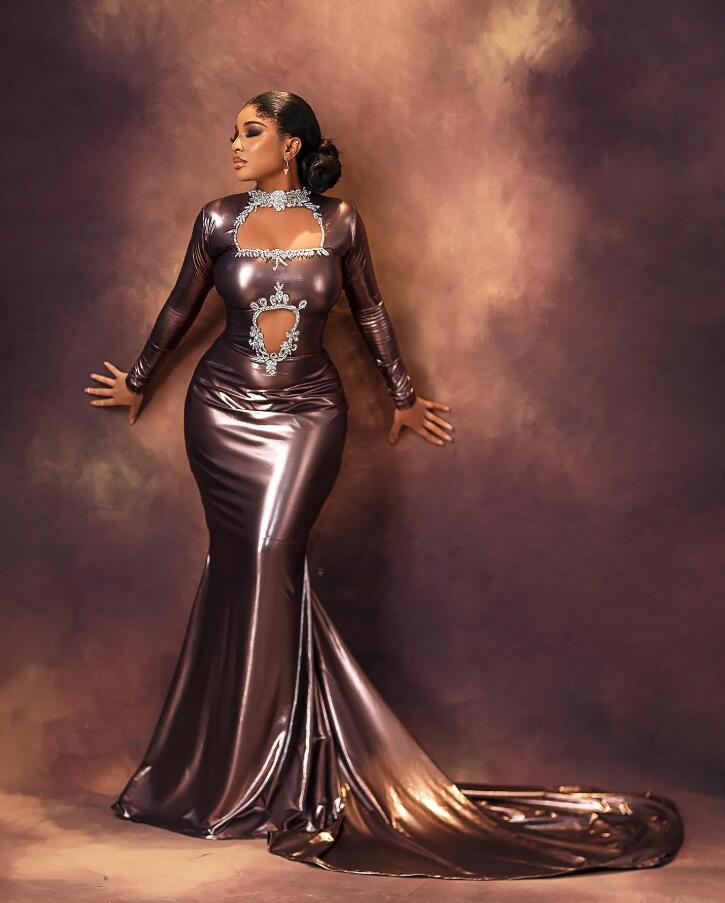 2024 Aso Ebi Chocolate Mermaid Prom Dress Beaded Crystals Satin Evening Second Reception Birthday Engagement Gown Robe De Soiree