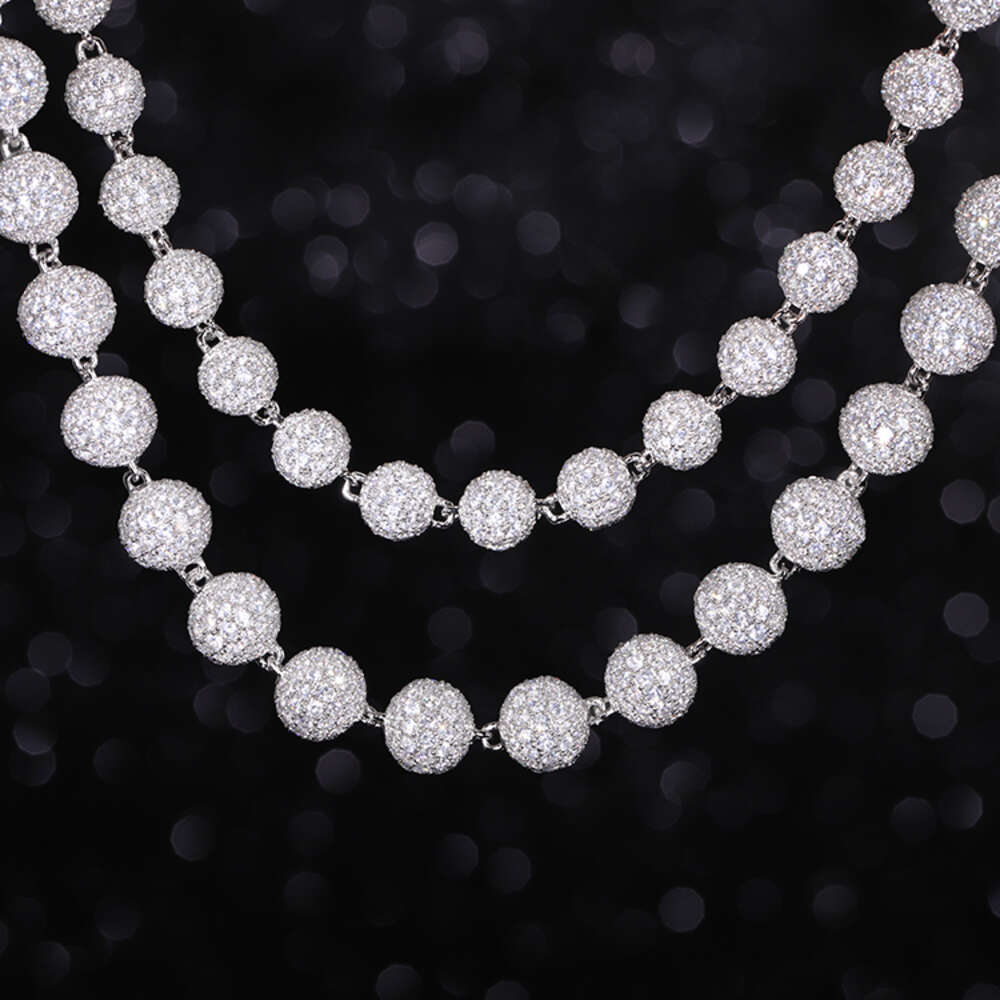 Yu Ying 925 Solid Silver 4mm 8mm 10mm Wide Chain Vvs Round Moissanite Ball Shape Cuban Link Chain for Hip Hop Jewelry