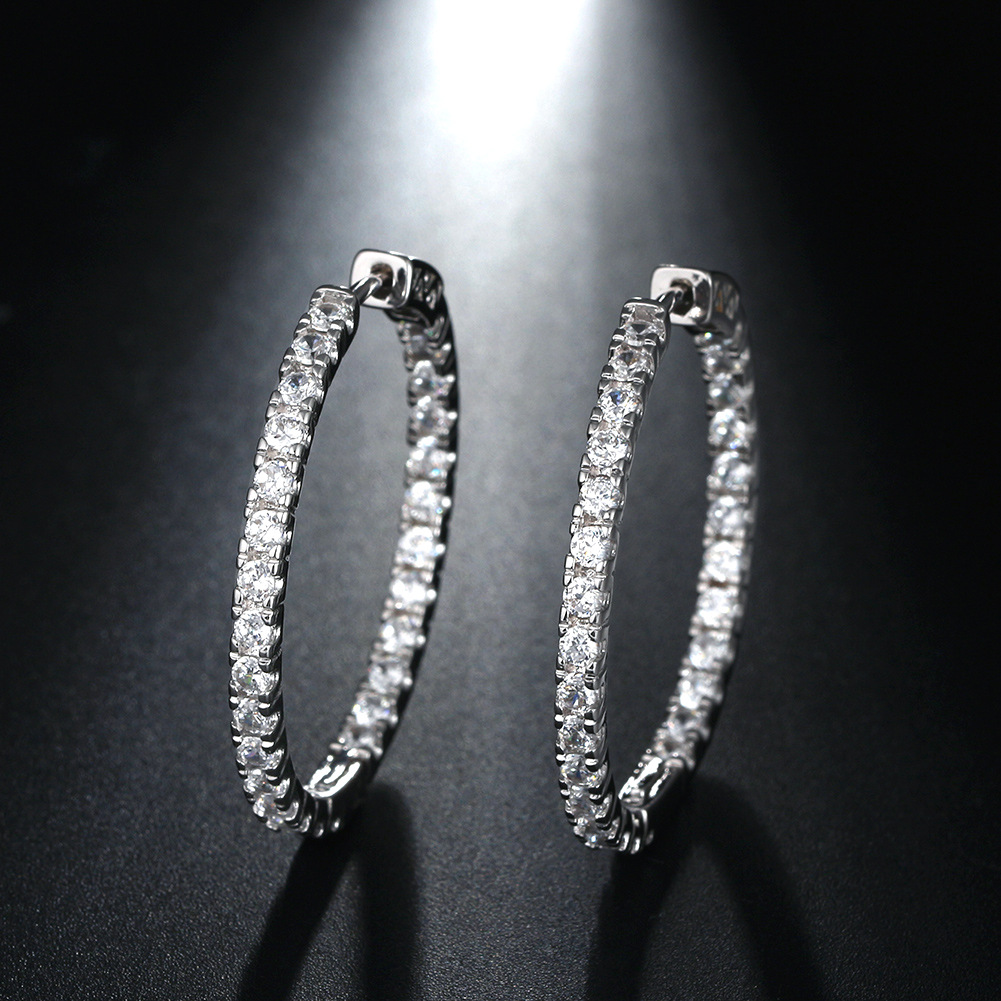Choucong Brand Clip Earrings Luxury Jewelry 925 Sterling Silver Rose Gold Full Round Cut White Moissanite Diamond Gemstones Party Women Exaggerate Ear