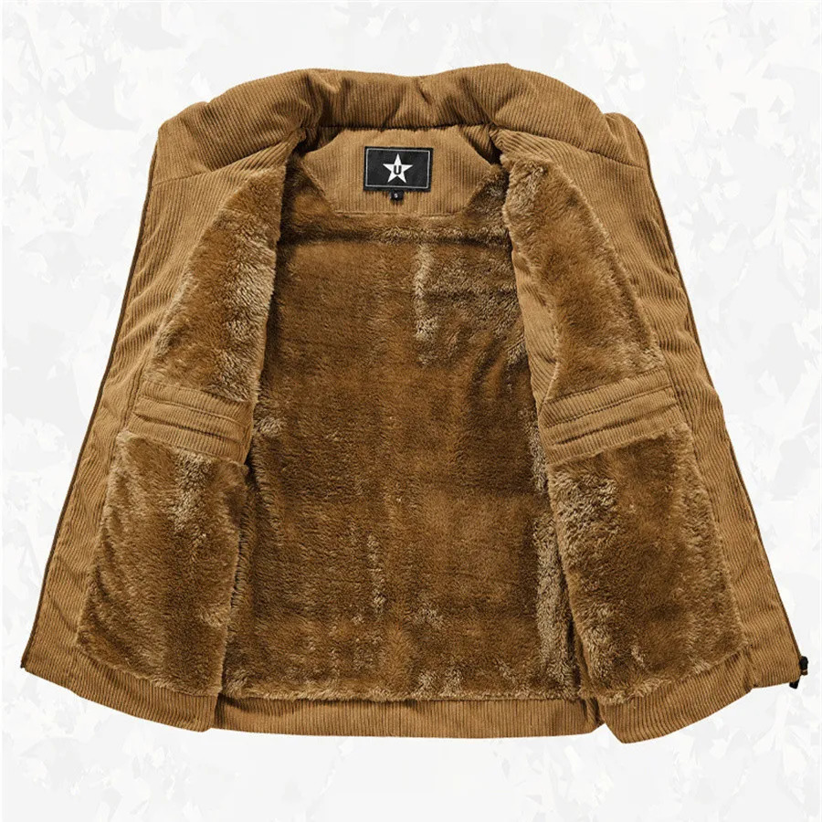 Men s Vests Winter Wool Vest Men Cotton Padded Warm Jacket Sleeveless Coat Stand Collar Waistcoat Corduroy Outwear Clothing Oversize 231219